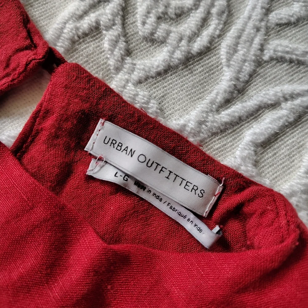 Urban Outfitters Red Ruffle Mini Dress Large L - Picture 7 of 12